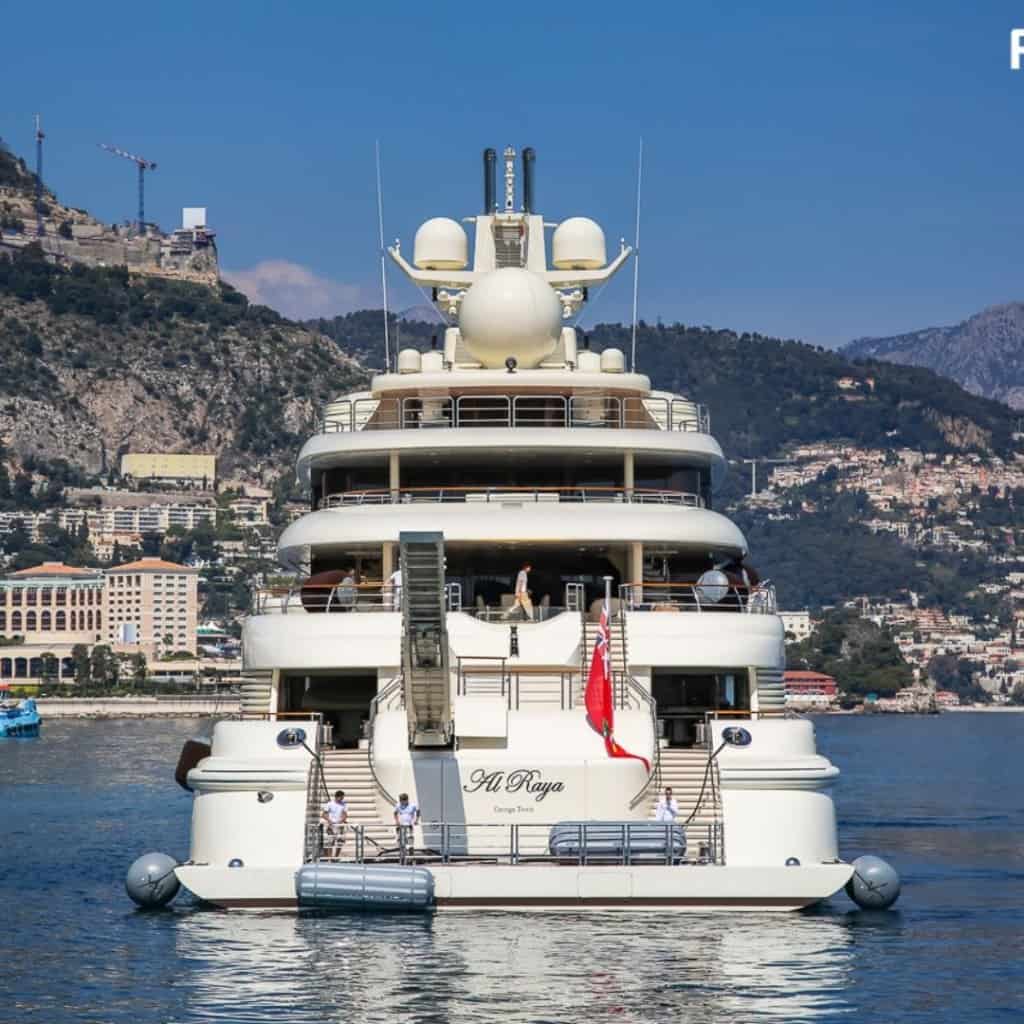 Al Raya — A 110-metre · 361 ft motor yacht, delivered by Lürssen in 2008 and documented in the wiki.yachts archive.